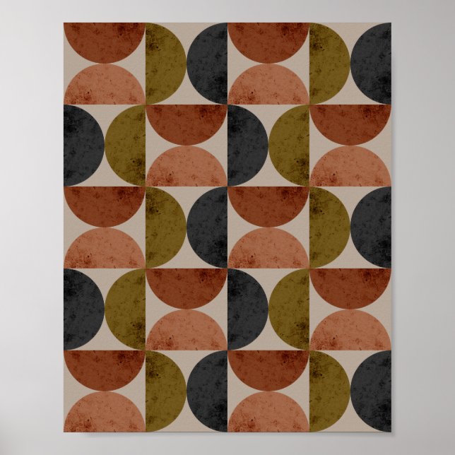 Retro jordton geometrisk halvmåne poster (Framsidan)