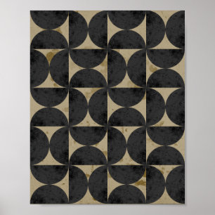 Retro jordton geometrisk halvmåne poster