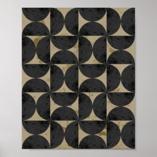Retro jordton geometrisk halvmåne poster