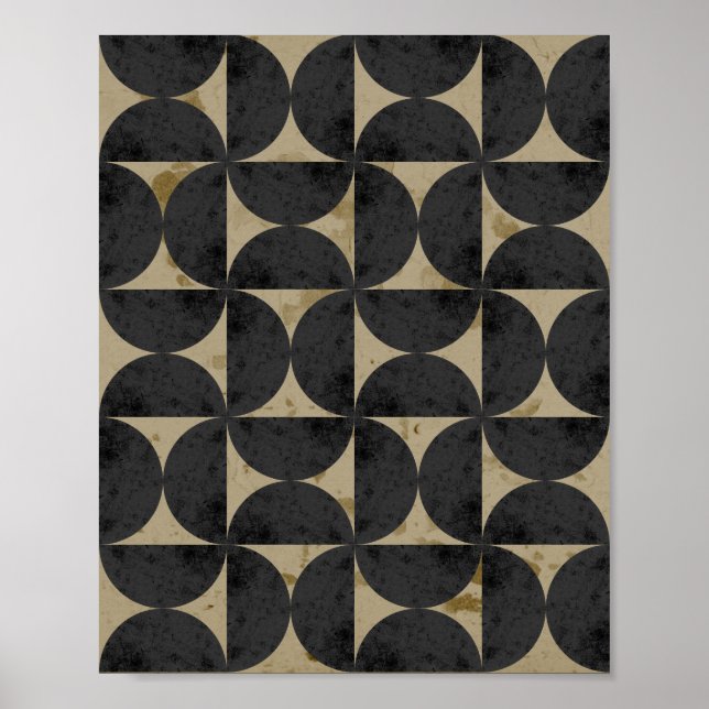 Retro jordton geometrisk halvmåne poster (Framsidan)