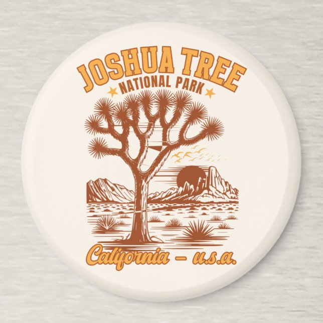 Retro Joshua Tree Illustration in Ochre Red Magnet (Skapare uppladdad)