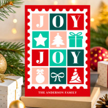 Retro Joy Christmas Postage Stamp