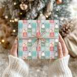 Retro Joy Cute Jul Illustrations-rutor Presentpapper<br><div class="desc">Kvarter från Retro-julpastel färg med handmålade helgdag som typografi av renar,  snögubbe,  candy cane,  Julgran,  snöflingor och "Peace,  Kärlek,  Joy".</div>