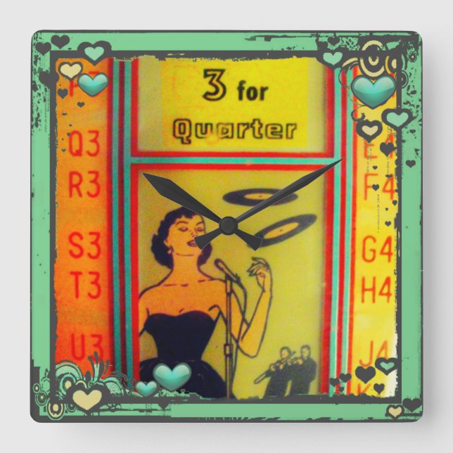Retro Juke Box Middag Clock! Stor klocka (Framsida)