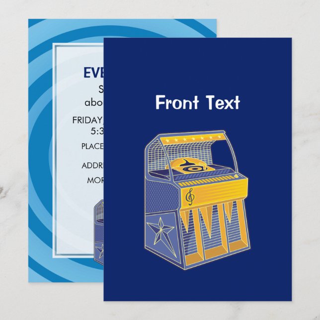 Retro Jukebox Inbjudningar (Fram/baksida)