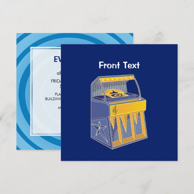 Retro Jukebox Inbjudningar (Fram/baksida)