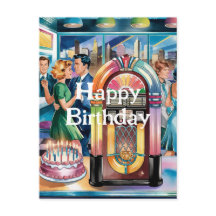 Retro Jukebox på 50-Vintage, Middag, födelsedagsku