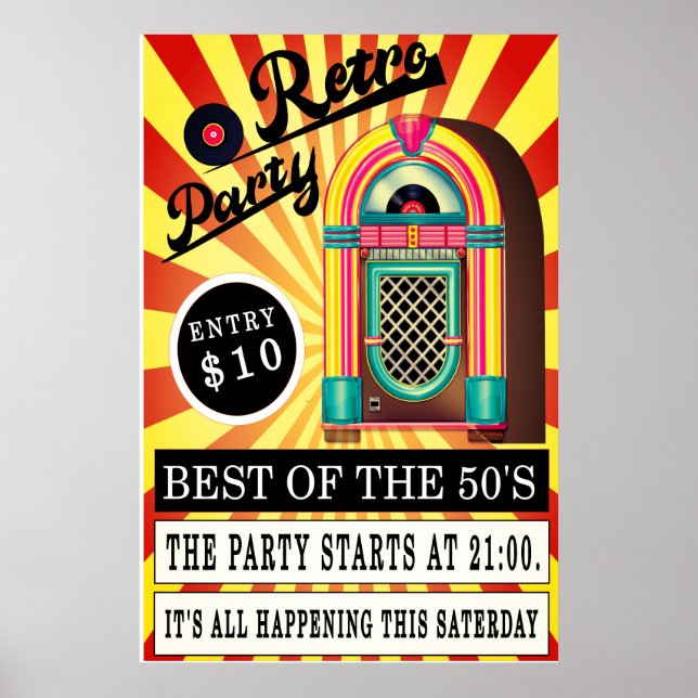  retro jukebox rock and roll swing rockabilly jive poster (Framsidan)