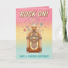Retro Jukebox Rock On! Musical Birthday Card Kort
