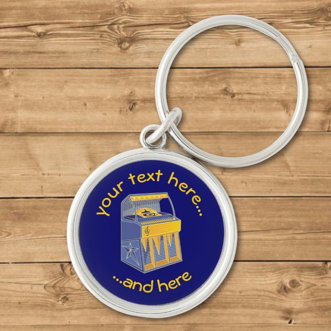 Retro Jukebox Rund Silverfärgad Nyckelring (Skapare uppladdad)