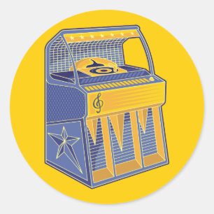 Retro Jukebox Runt Klistermärke