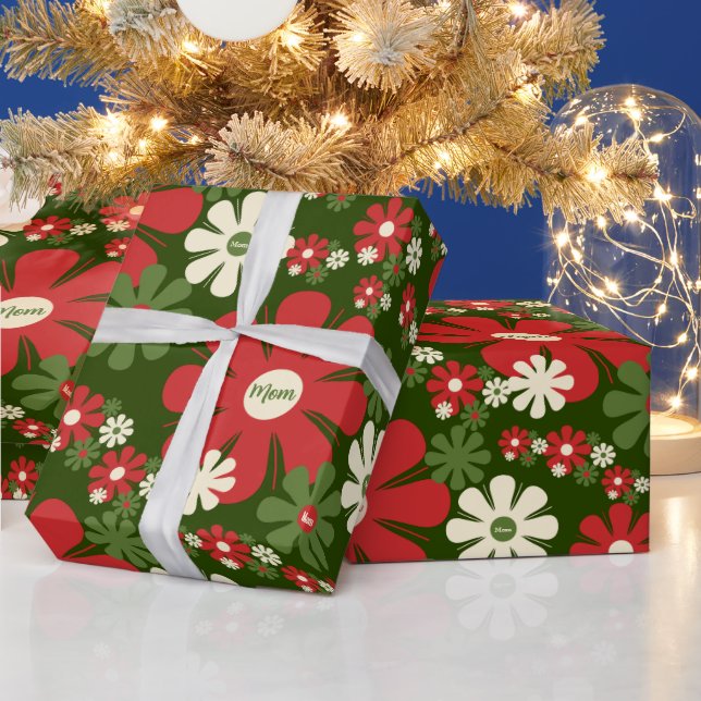 Retro-jul, 70-tal, Blommönster för Mamma Presentpapper (Helgdagar)