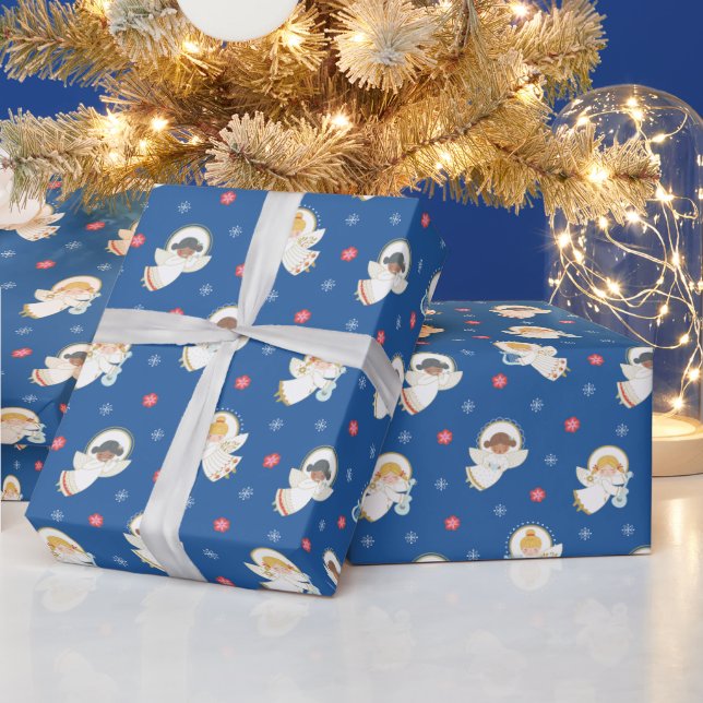 Retro jul Angel Wrapping Papper Presentpapper (Helgdagar)
