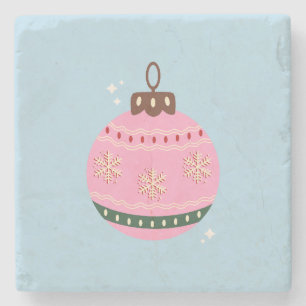 Retro jul Bauble Rosa Blue Preppy Helgdag Stenunderlägg
