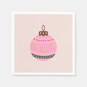 Retro jul Bauble Rosa Helgdag Pappersservett