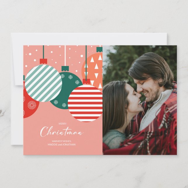 Retro Jul Baubles - Classic Helgdag Charm Julkort (Framsida)