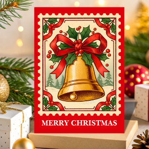 Retro jul Bell Postage Frimärke Helgkort