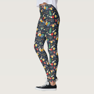 Retro jul Bowling Mönster Leggings