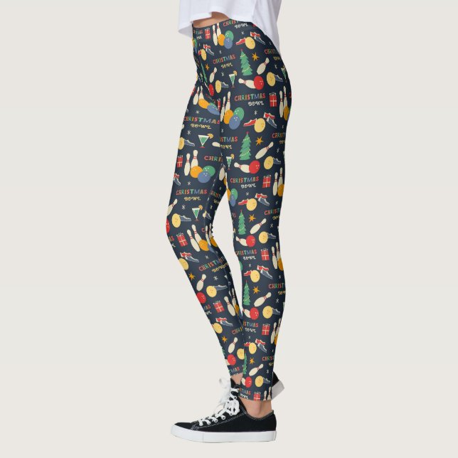 Retro jul Bowling Mönster Leggings (Vänster)