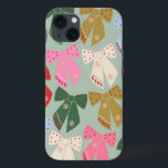 Retro jul Bows Coquette<br><div class="desc">Färgfulla julbalkar - Coquette Rosett band - Mint Grönt Background.</div>