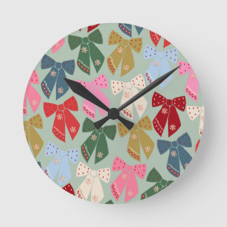 Retro jul Bows Coquette Rund Klocka