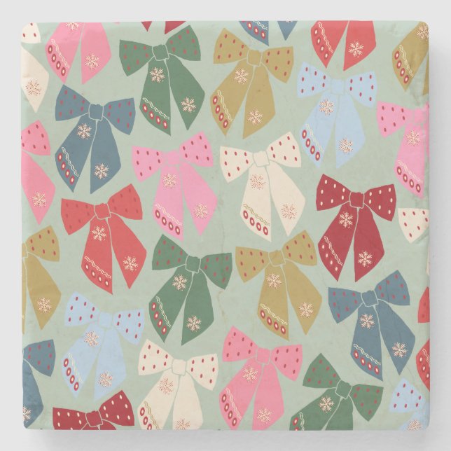 Retro jul Bows Coquette Stenunderlägg (Framsidan)