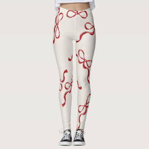 Retro jul Bows Helgdag Classic Red Leggings