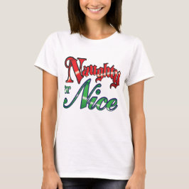 Retro jul, busiga eller snälla röda gröna bokstäve t shirt