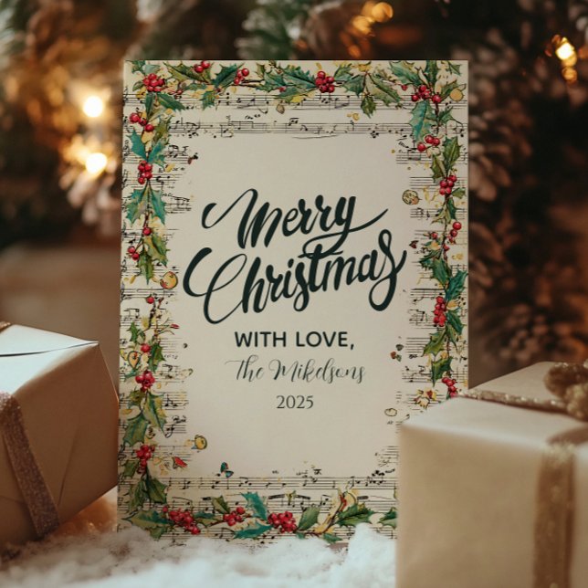 Retro jul Carolers Helgdag Julkort (Skapare uppladdad)