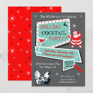Retro jul cocktailparty-inbjudningar inbjudningar