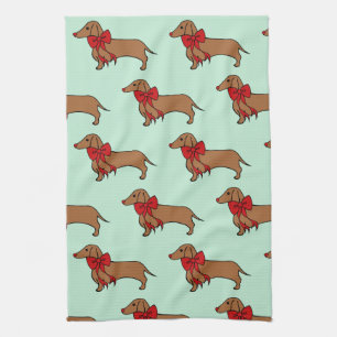 Retro jul Dachshund Kitchen Towel Gift Kökshandduk