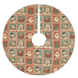 Retro jul Frimärke Collage Julgransmatta Borstad Polyester