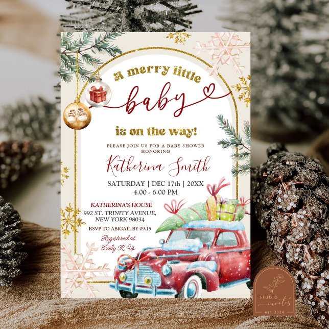 Retro jul Glad lilla baby-barnvask Inbjudningar (Skapare uppladdad)