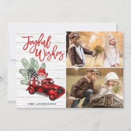 Retro jul Glatta Önskemål Red Lastbil 2 PHOTO Julkort