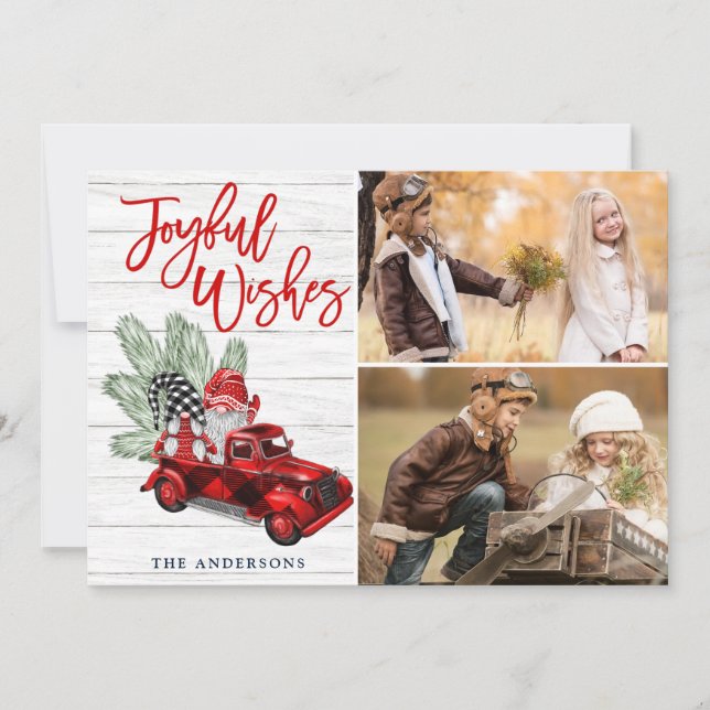Retro jul Glatta Önskemål Red Lastbil 2 PHOTO Julkort (Framsida)