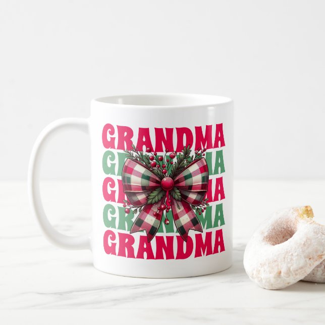 Retro jul Grandma Coquette Bow Kaffemugg (Med munk)