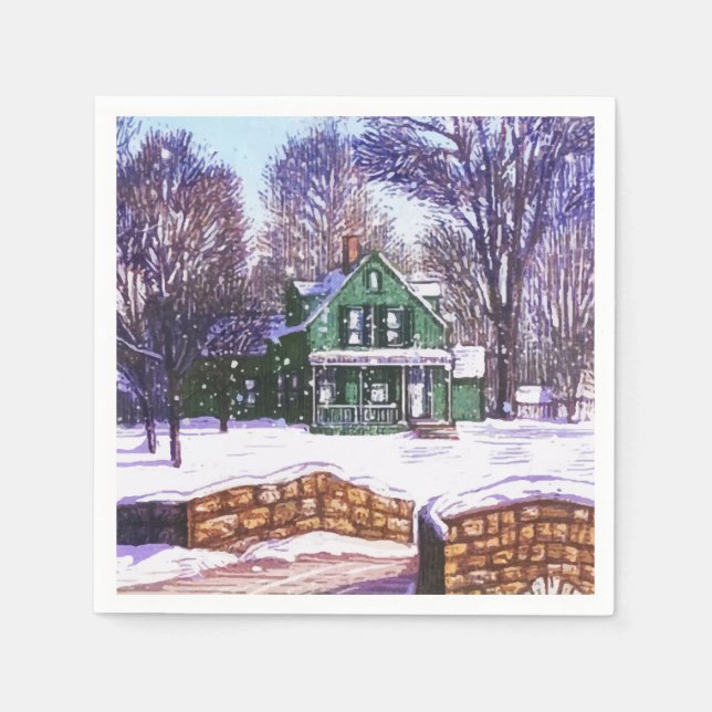 Retro jul Greenery Winter Home Road Pappersservett (Framsidan)
