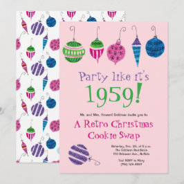 Retro jul Hand-Illustrated Cocktail Party Inbjudningar