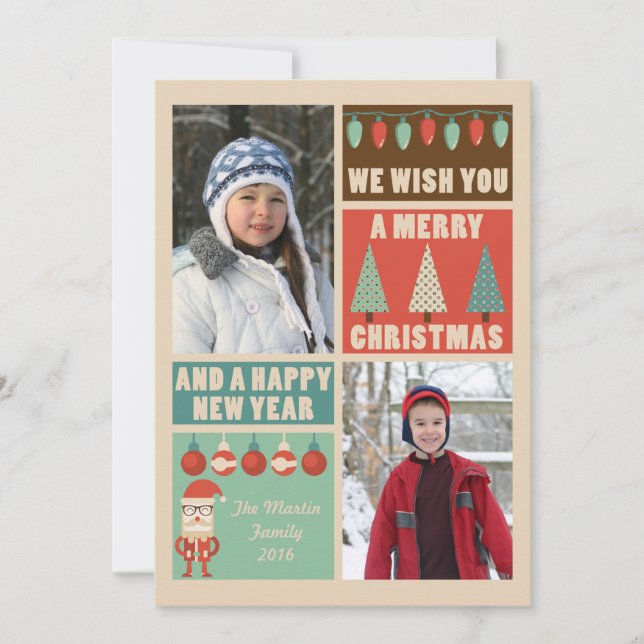 Retro-jul, Helgdag-fotokort Julkort (Framsida)