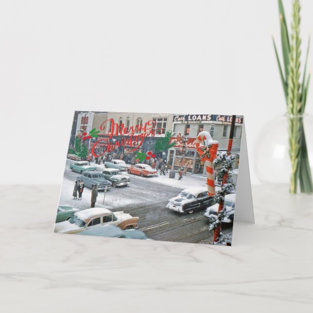 Retro-jul-Helgdag Kort (Framsida)