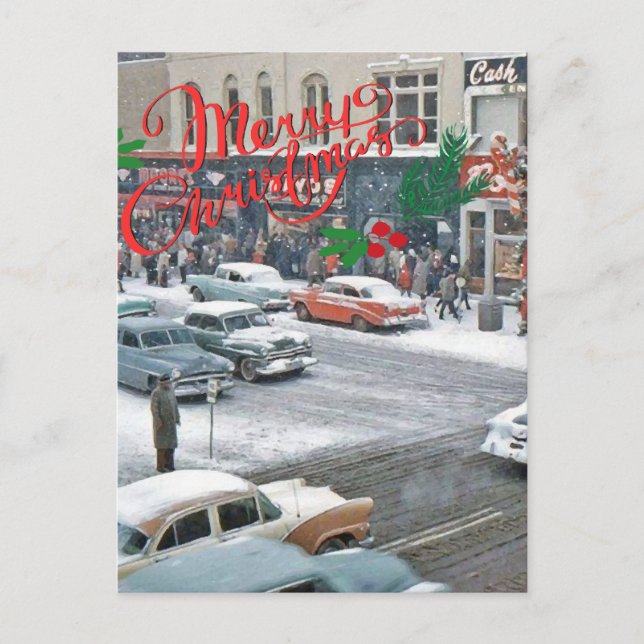 Retro-jul-Helgdag Vykort (Framsida)