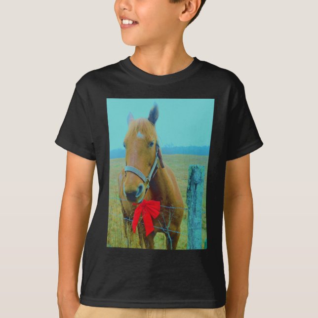 retro jul Horse Tee Shirt (Framsida)