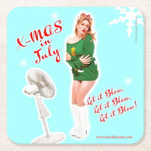 Retro jul i juli Beverage Coaster Underlägg Papper Kvadrat