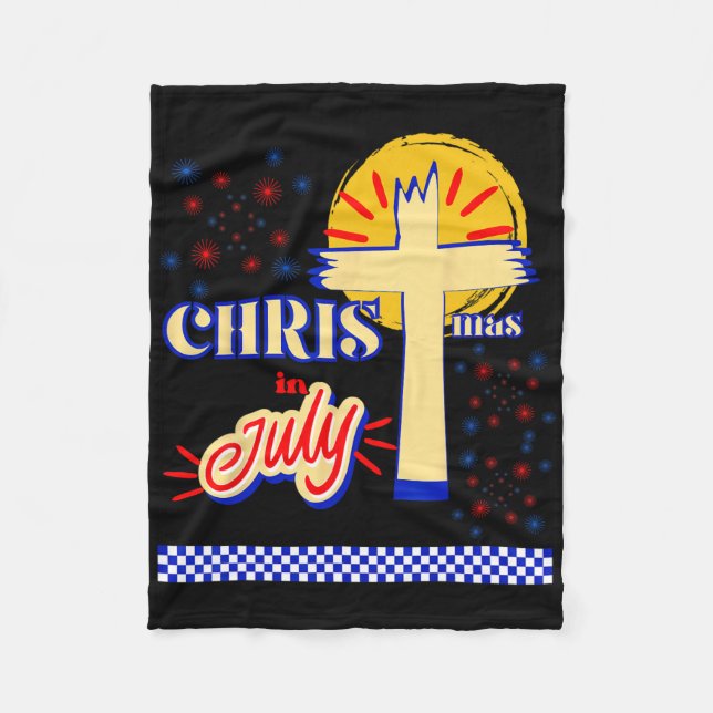 Retro jul i juli kristen Jesus Gud sommar Fleecefilt (Framsidan)