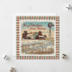 Retro-jul i Kansas-Helgdag Card Julkort