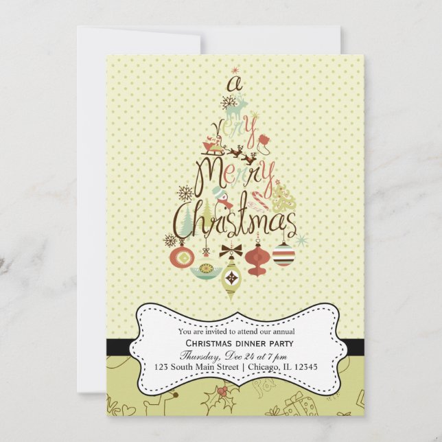 Retro-jul Inbjudningar (Framsida)