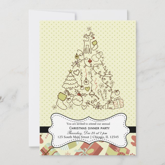 Retro-jul Inbjudningar (Framsida)