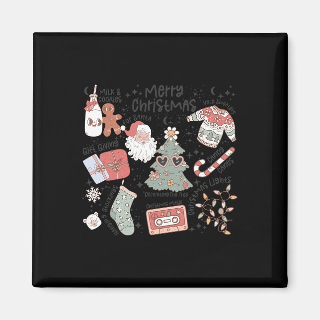 Retro jul Jultomten Cookie Ugly jul Magnet (Framsidan)