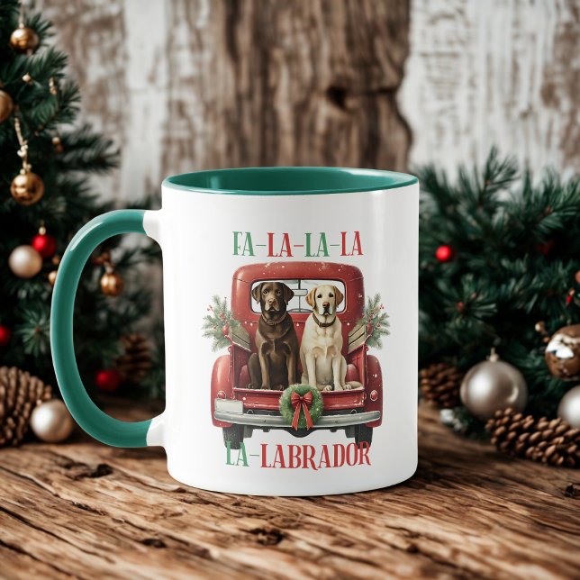 Retro jul Lastbil Labrador Hund-kaffe Mugg (Skapare uppladdad)