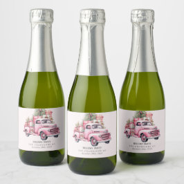 Retro jul Lastbil Mini Champagne-etiketter